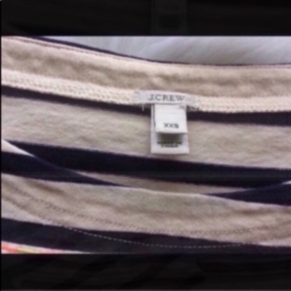 J.Crew Striped Embroidered 3/4 Sleeve Top XXS Blue Cream Nautical Casual Blouse - Picture 4 of 5